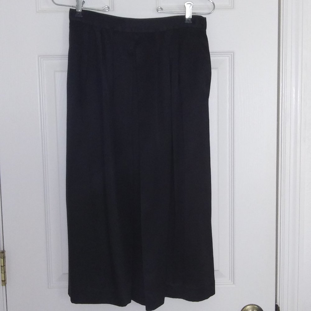 Lloyd Williams Black 100% Pure Silk Midi Skirt - Size 8